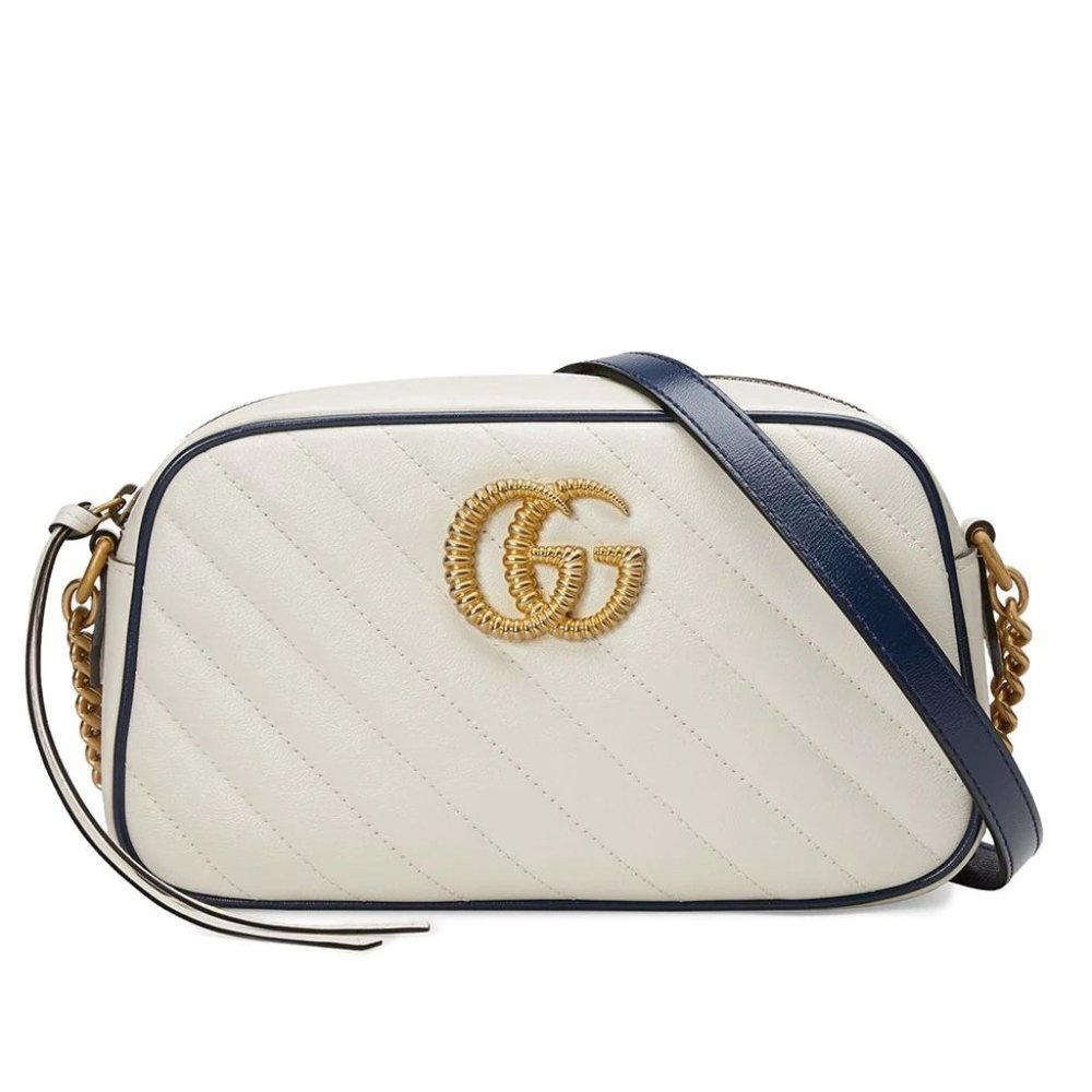 Gucci Small GG Marmont Shoulder Bag in White NEW IN DUSTBAG